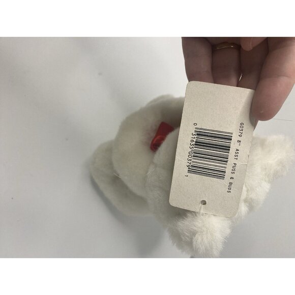 PBC International White Cat 7” Plush Tag Alongs Red Bow Blue Eyes W/ Tag - Picture 3 of 8